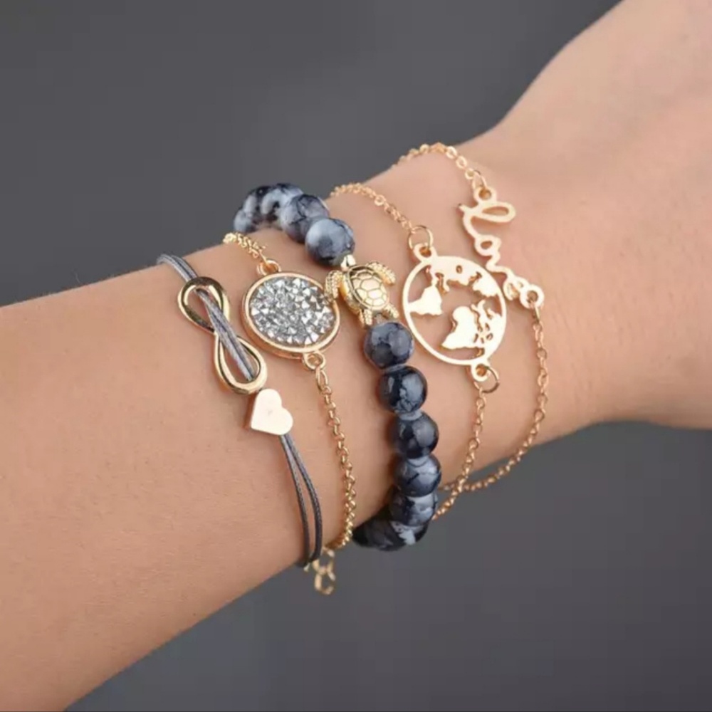 3 for $30 🍍 Turtle World Map Beaded Bracelet Set